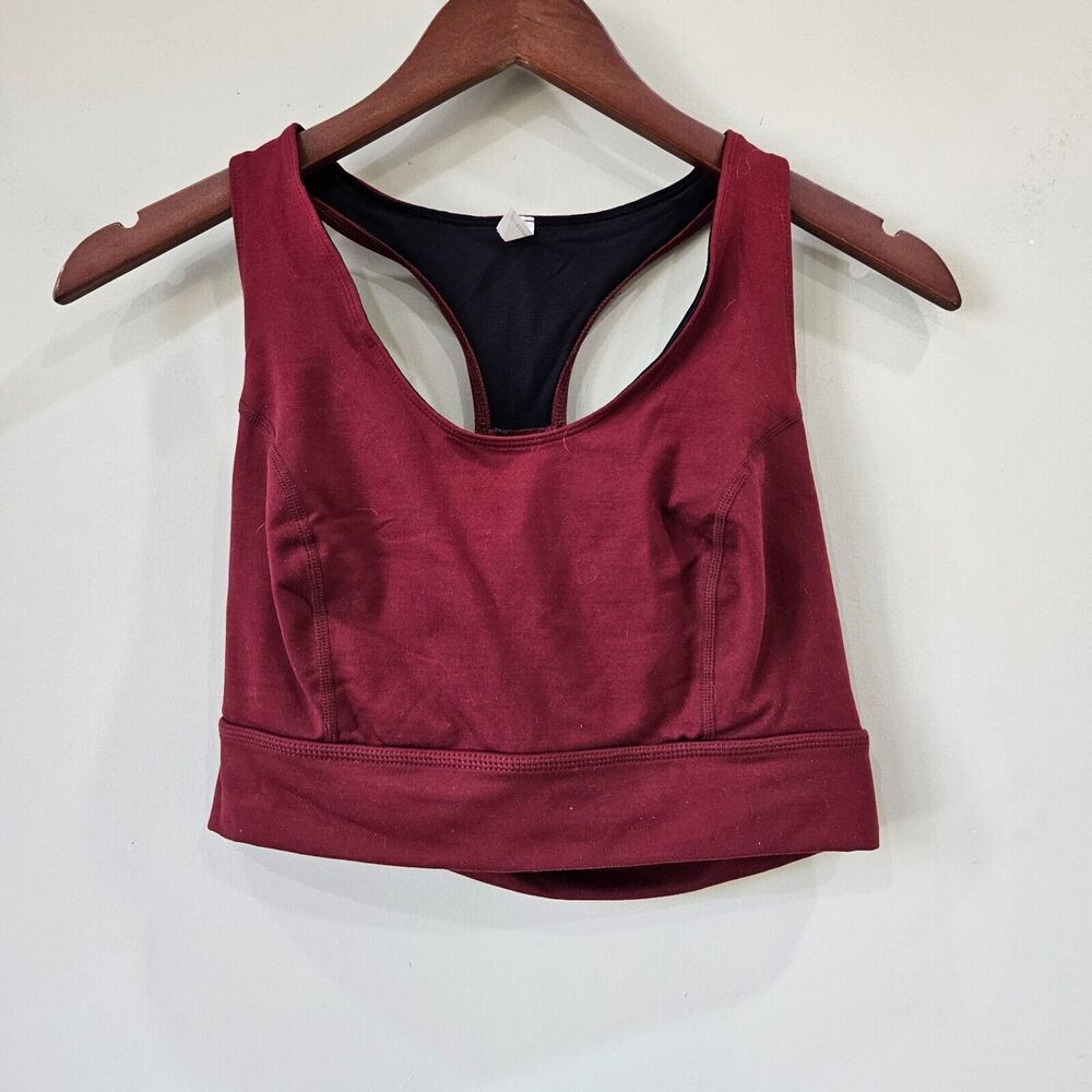 Free People Movement Womens Light Synergy Crop Top Medium Maroon Strappy Workout